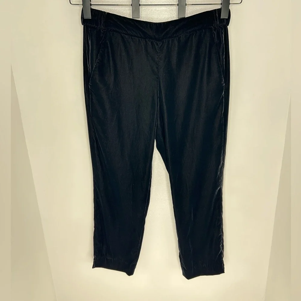 J. Crew Black Slim Elastic Waist Velvet Dress Pants Size 8 Pockets Career 33x26‎
